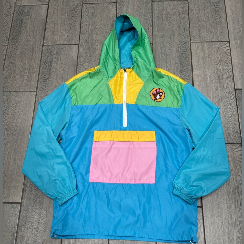 Buc-ee's Beaver Color Block Pastel Windbreaker Size Medium